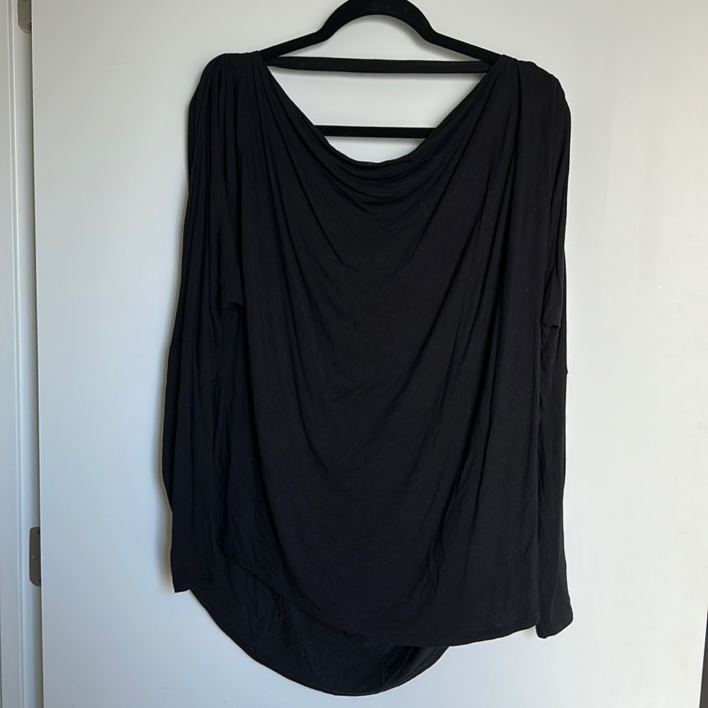 Express Long Sleeve Cowl Draped Back Shirt